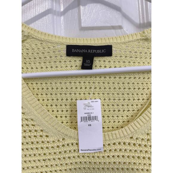 Banana Republic NWT Allover Stitch Yellow Open Knit Sweater XS - Picture 6 of 8